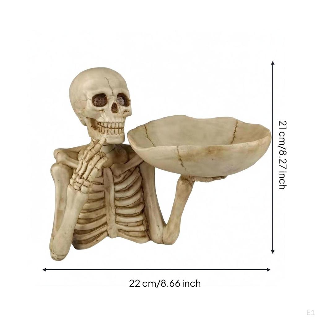 Skeleton Tray Aged Finish Structural Storage Bone Colored Cranium Catchall for Entryway,