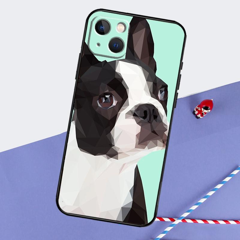 Boston Terrier Dog Phone Case For iPhone 16 Pro Max 12 13 Mini 11 14 15 Pro Max XR 15 16 Plus 16e Back Cover
