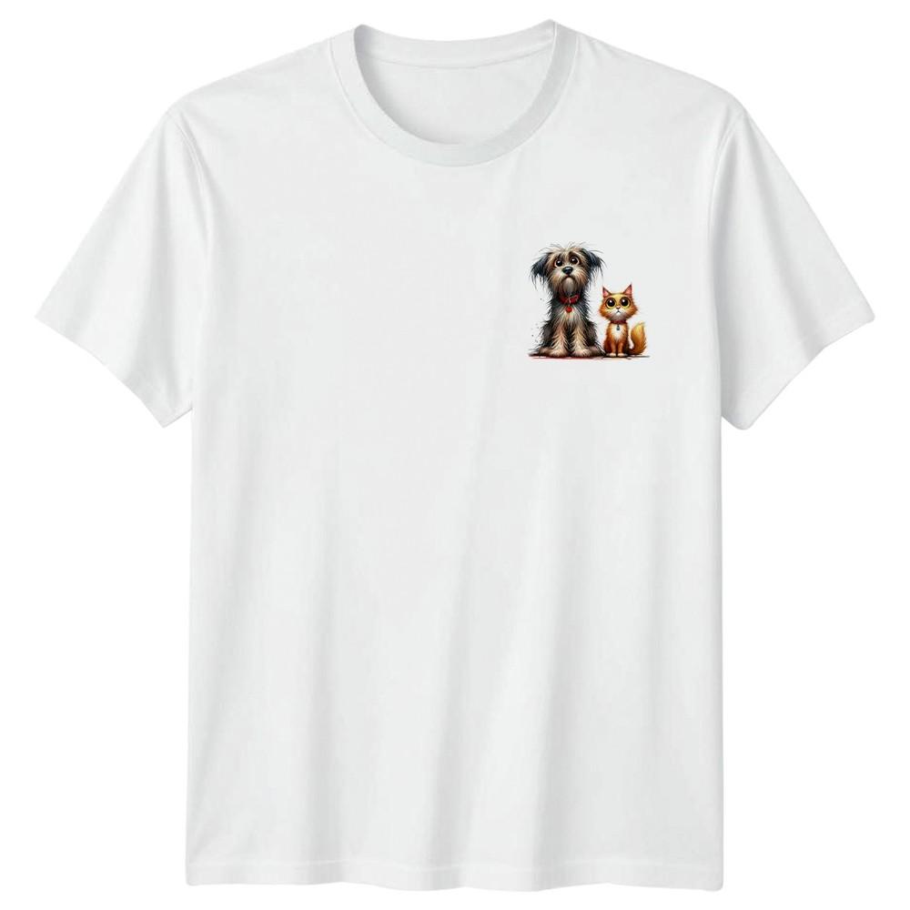 Cute Dog Cat Pets Animals Unisexs TShirt Unisexs Graphic Tee Funny Puppy Kitten S