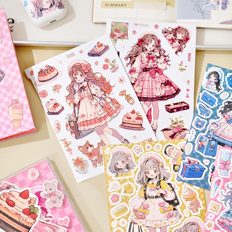 20 pcs Cartoon Girl Sweet Cool character sticker book DIY decorative hand ledger diary scrapbook material Junk Journal Supplies