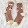 Autumn And Winter Coral Fleece Floor Socks Women'S Thickened Warm Three-Dimensional Cartoon Medium Tube Socks Cute Plush Sleep Pile Socks