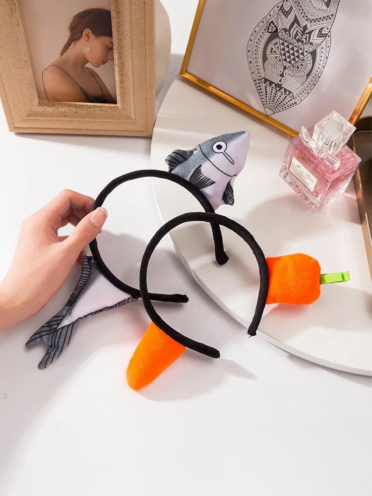 Funny Hair Bands Set Carrot Shark Headband Salted Fish Hairpin, Quirky Hair Accessories for Women Children Cute Gift Idea