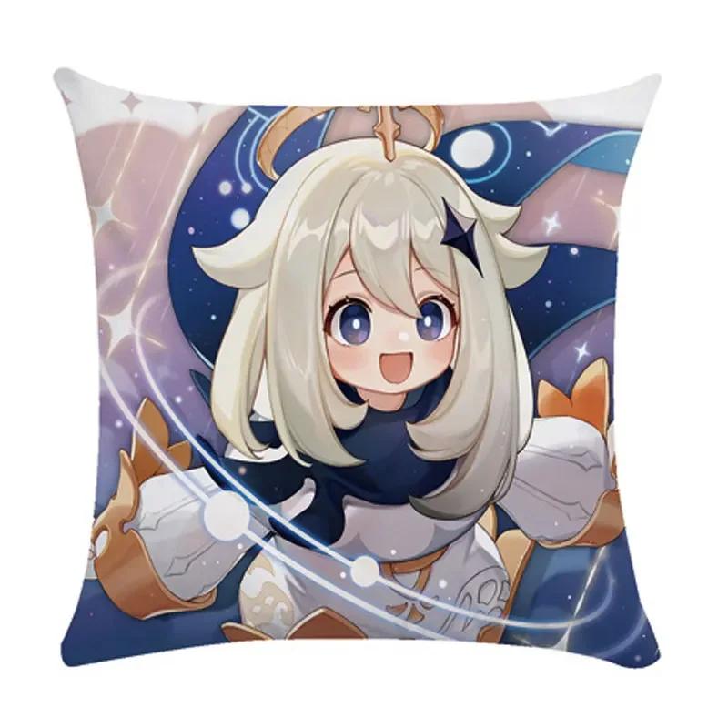40/45/50cm Genshin Pillowcases Dormitory Sofa Bedside Cushion Cover Cartoon Anime Home Decor Throw Pillow Case