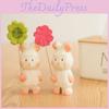 Wooden Bunny Handheld Decor With Small Flowers For Home Office And Car Tabletop Display