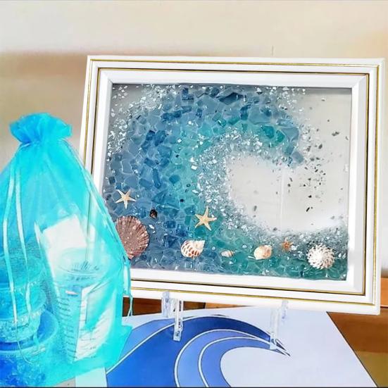 Kendin Yap Fotoğraf Çerçevesi Seti Deniz Camı Dekoratif Boyama Seti Fotoğraf Çerçevesi Deniz Camı Ev Dekoru Kendin Yap Seti Plaj Severler El Sanatları Tutkunları İçin