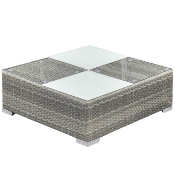 6-piece Garden Set with Cushion, Woven Resin - Grey - 69.5 X 69.5 X 52.5 Cm