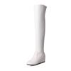 Fashion Sexy Slim Thigh Boots Women Internal Height Wedge Heel Long Boots High Heel Over The Knee Boots Side Zip Ladies Boot Shoes 34-43