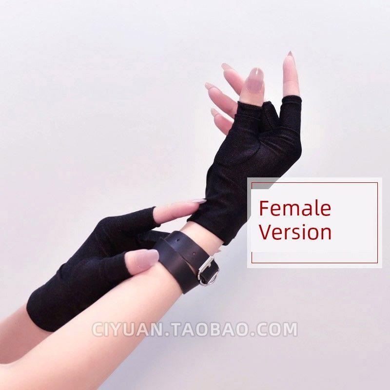 

Cos Punk Half Soles Gloves Sub-Culture Hot Girl Strap Black (S0113)+ black Shoelace 1 (X055)
