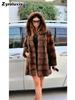 Faux Fox Fur Wool Cashmere Coat for Women Long Length with Hood Oversized Eco-Friendly Genuine Leather Casual Overcoat