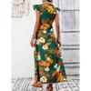 Women's Fashion 2025 Summer Vacation Style European and American Floral Split Mid-Length Dress