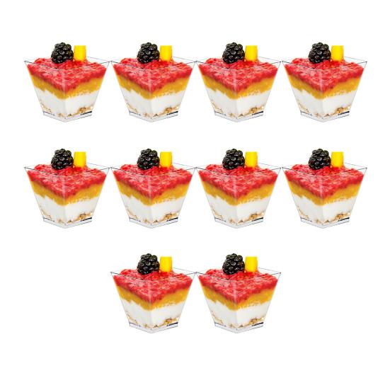 

10Pcs Disposable Plastic Mousse Cup Clear Pudding Dessert Cups for Parties Weddings And Catering Events Small Square Party Snack Cups 60ML 10 pcs