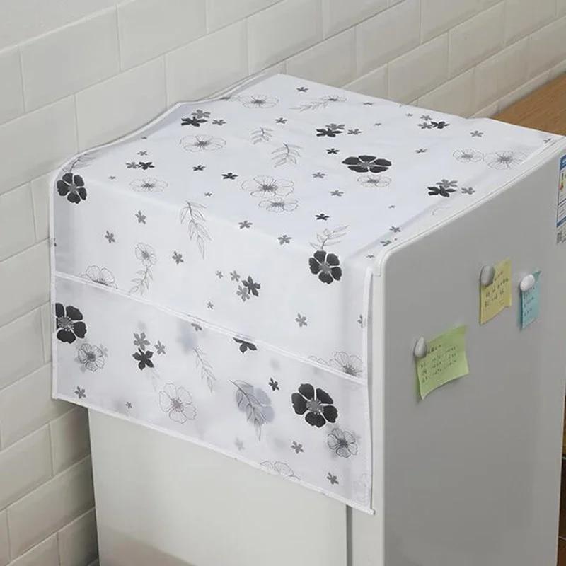 Cartoon Refrigerator Dustproof Cover with Both Sides Hanging Storage Bag Fridge Top Anti-dirty Mat Kitchen Creative Organizer