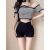 Autumn 2024 Korean Style High Waist Black Spicy Shorts for Women - Slimming, Versatile, Elastic Hip-Wrapping Hot Pants