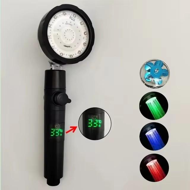 Soffione Doccia LED Anionico Pioggia SPA Controllo Temperatura Soffione Doccia Pressurizzato Risparmio Idrico 3/7 Colori Portatile Bagno Doccia