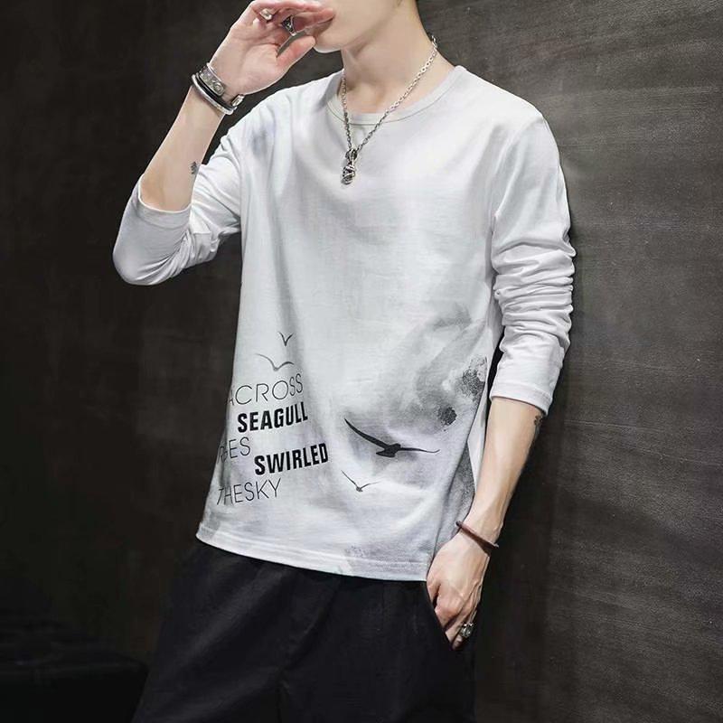 Men's Korean Style Long-Sleeve T-Shirt, Spring/Autumn, Student Fashion Top