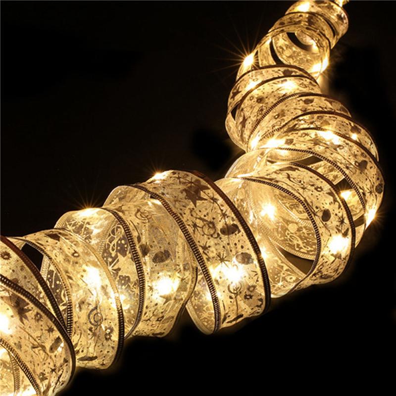 ABMH-5M 50Leds Christmas Tree Ribbon Light Decoration String Lights DIY Lace Bows String Light Home Decors New Year Light