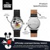 Disney Mickey Mouse Silver Tone Watch with Black Band Men's Fashion Accessory