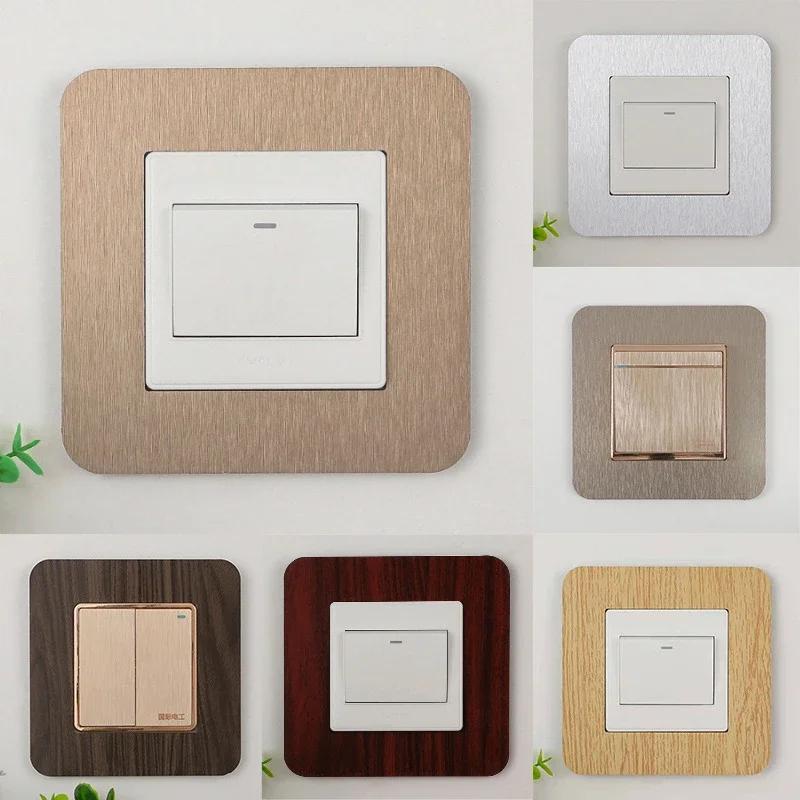 1PCModern Simple Anti-Dirty Buckle Type Non-Adhesive Dustproof Switch Protective Cover Outlet Wall Sticker Aluminum Socket Frame