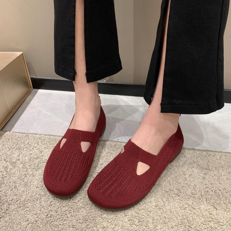 Fashion Women's Summer 2024 Simple Round Toe Design Anti-Slip Flat Low-top Shoes Outdoor Casual Comfortable Breathable Women's Shoes