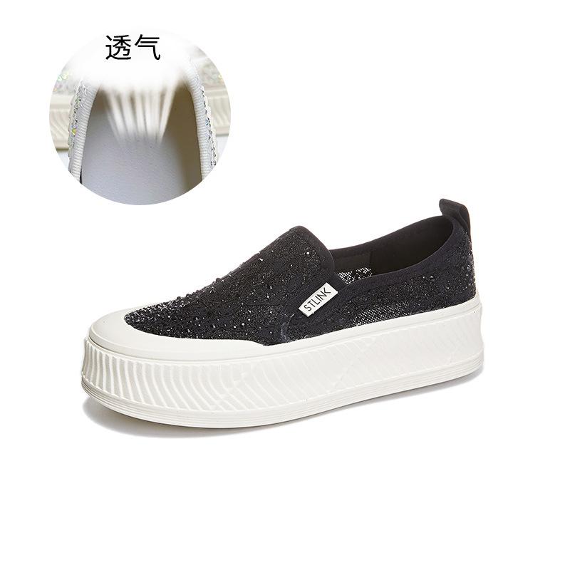 Rhinestone Fisherman Shoes Women's 2025 Summer New One-pedal Commuting Single Shoes Casual Versatile Women's Shoes Breathable Little White Shoes