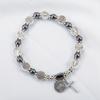 1Handmade Catholic Rosary Bracelet with Benedict Cross Medal Pendant and Cross Ornament Adjustable Rosary Beads Suitable for Baptism, Confirmation,