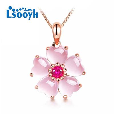 Fiore rosa amore collana di cristallo fiore per donne ragazza gioielli idea regali