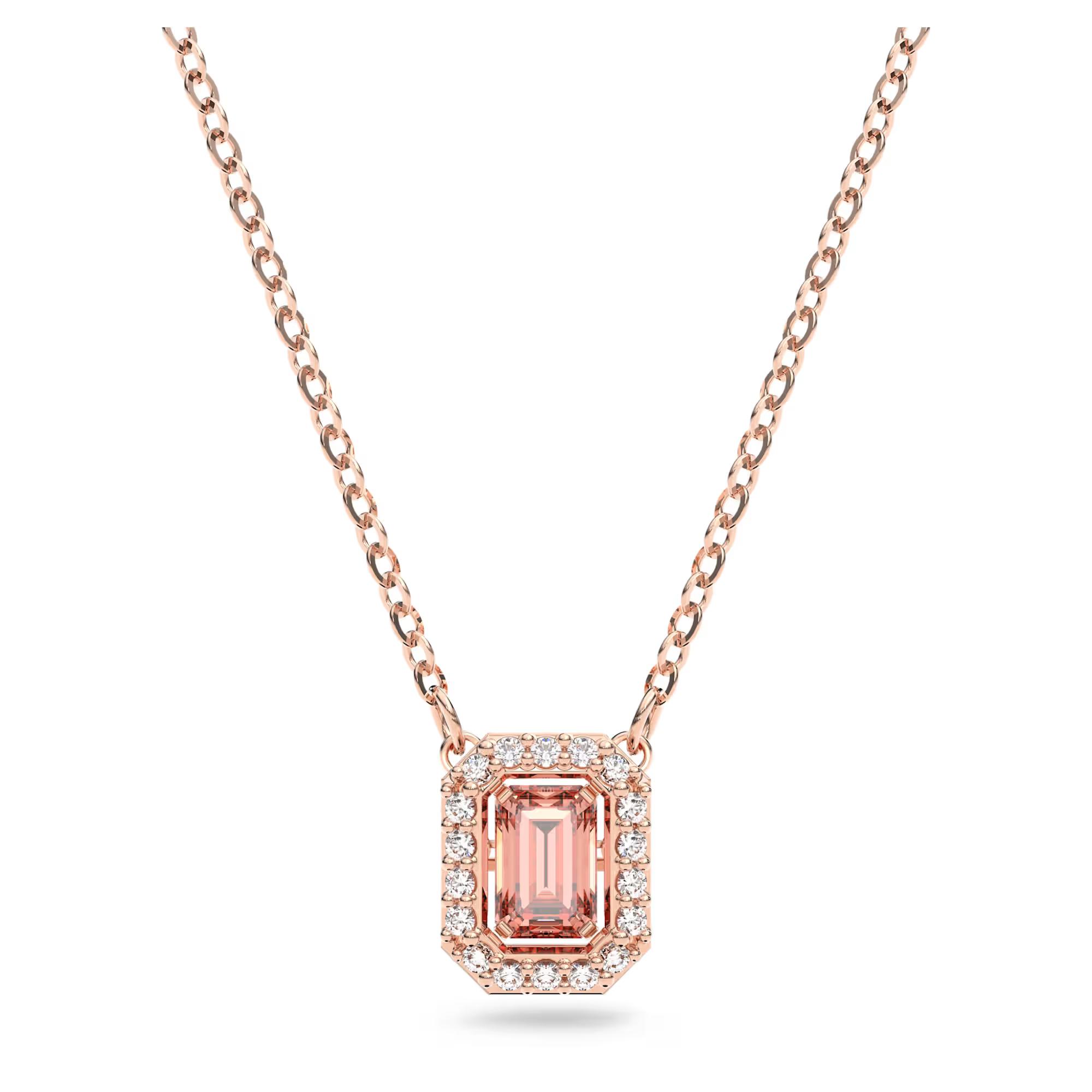 Swarovski Una Beating Heart Millenia Octagonal Cut Pink Crystal Necklace Women necklace 5614933 Box (Random Color)