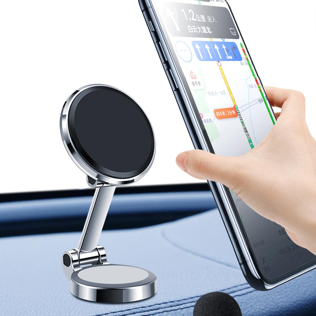 Magnetic Phone Holder for Car 10 Strong-Magnets Metal Folding Magnetic Car Phone Holder 360°Rotation Universal Dashboard