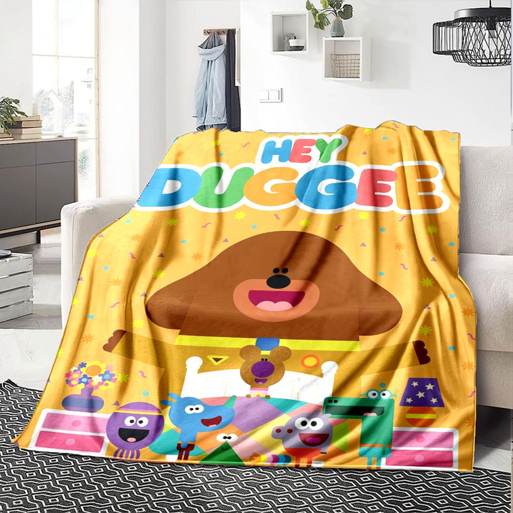 Hey Duggee Theme Printed Blanket - Perfect for Couch, Bed, Travel & Outdoor Use | Machine Washable, Cozy & Durable.
