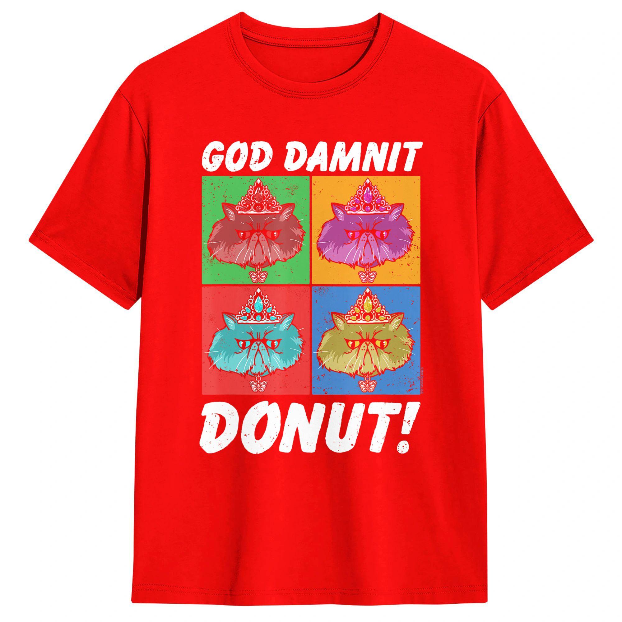 

Unisexs TShirt God Damnit Donut Cat Pop Art DCC Vintage Cotton Tee Shirt Short Sleeve T Shirts Crewneck Clothing Gift Idea S
