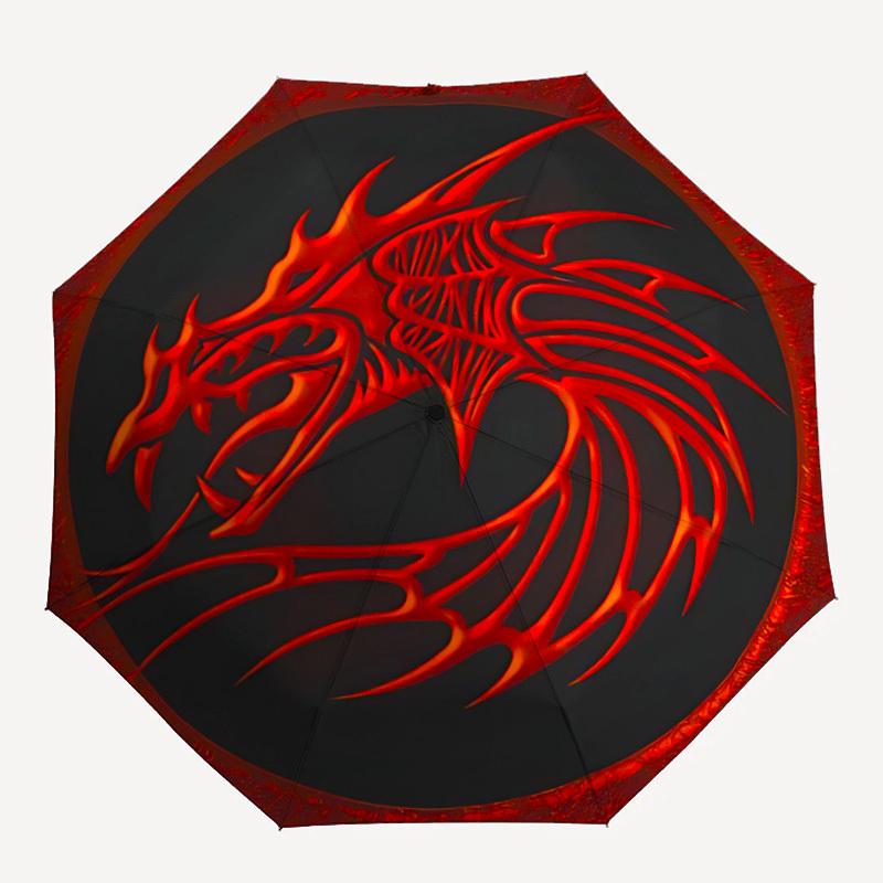 

1pc Dragon Emblem Automatic Open/close, Heavy-Duty Iron Frame & 8-Rib structure, Compact Folding Umbrella for Women/Men, All-Season Travel, Halloween
