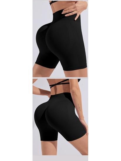 Women's High-Waisted Seamless Yoga Shorts - Butt Lifting, Slimming, Elastic Fitness Wear