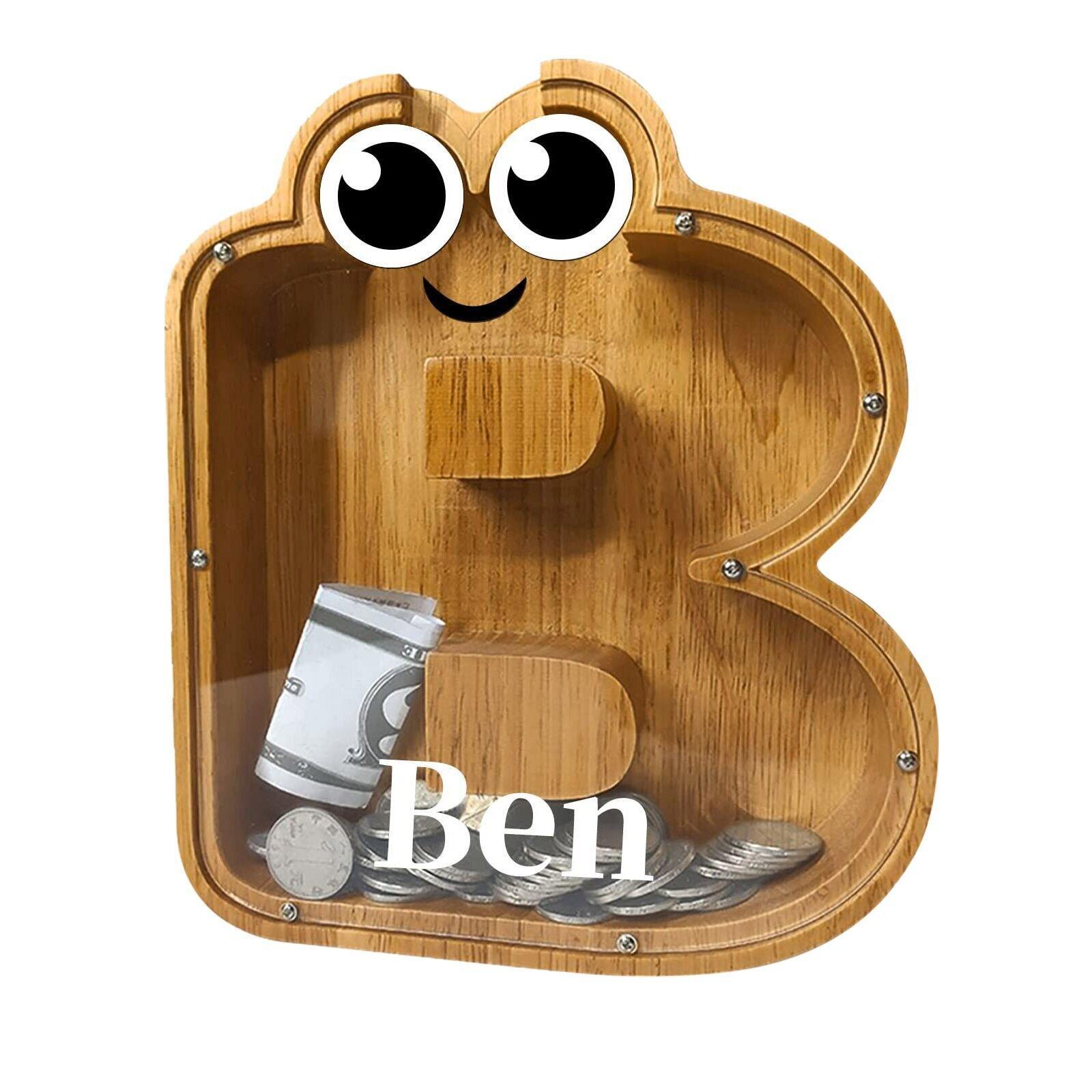 

Wooden Letter Piggy Bank Cartoon Transparent Storage Tank Decoration Furniture Shape B