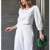 2024 Women's Fashion Two-Piece Set: Long-Sleeve Top & High-Waisted Wide-Leg Pants