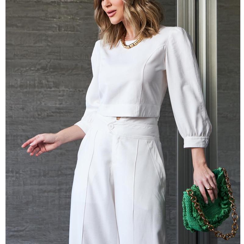 2024 Women's Fashion Two-Piece Set: Long-Sleeve Top & High-Waisted Wide-Leg Pants