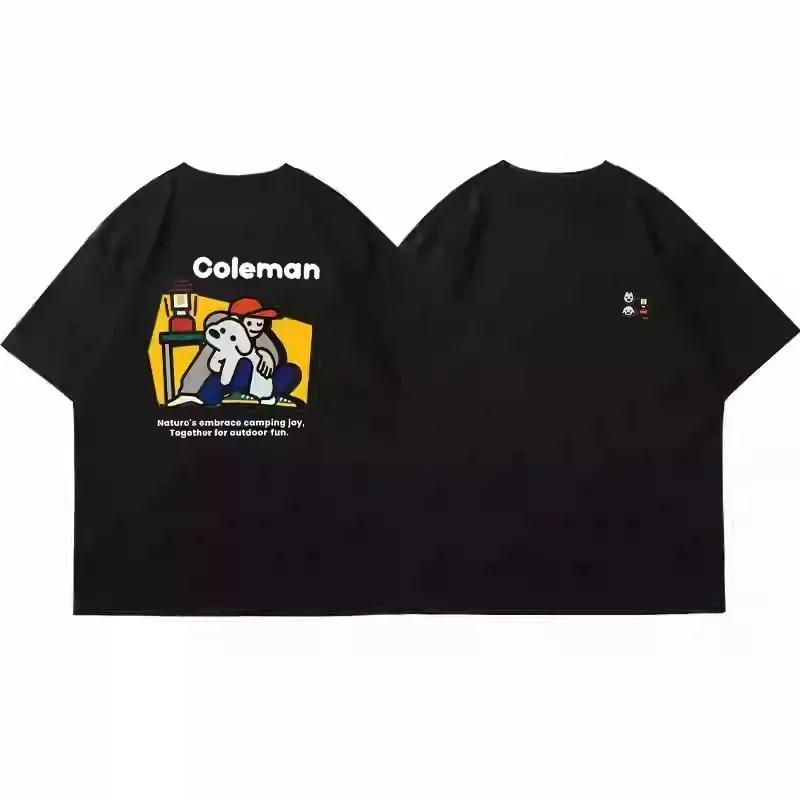 C0leman Fashion Casual Short Sleeve T-shirt Printed Fun Men Women Summer New Show Outdoor Couple Clothes Retro Tee Tops