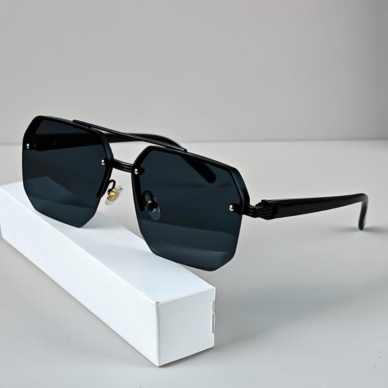 Vintage Square Frame Fashion Glasses for Men & Women Metal Double Beam Decorative Glasses Unisex Couple'S Eyewear for Casual