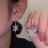 Exquisite Sparkling Zircon Snowflake Pendant Earrings, Women's Luxurious and Fashionable Wedding Banquet  Gifts