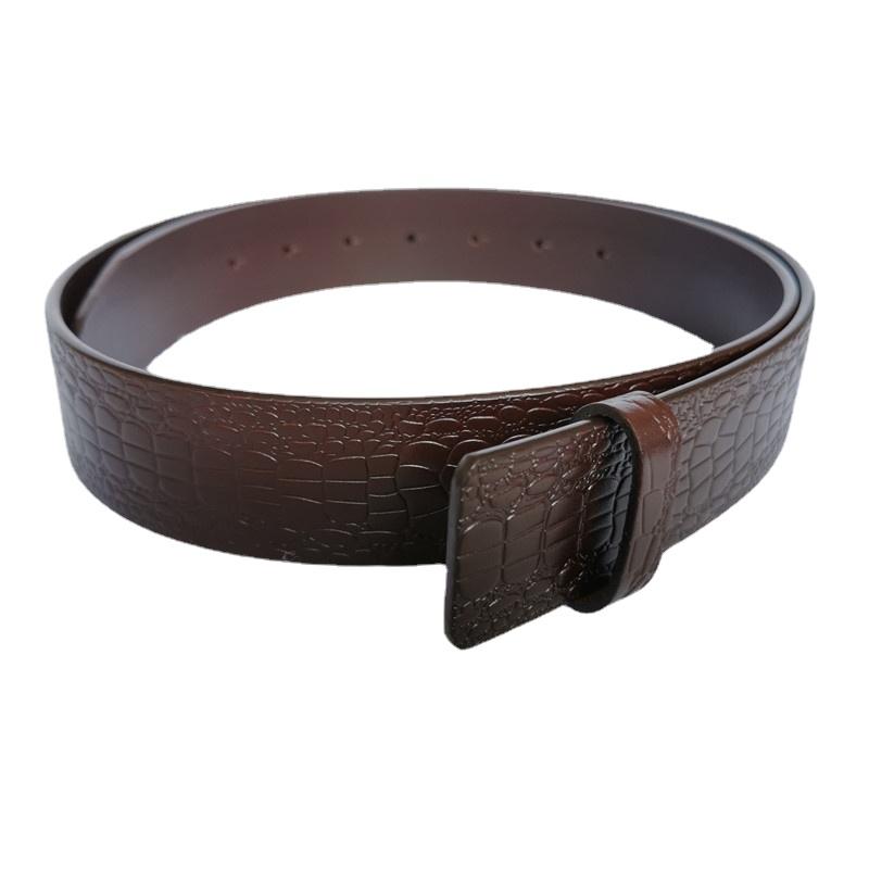Men's Top Layer Cowhide Belt 3.8 Small Pattern Plate Buckle Strip Tree Cake Leather Top Layer Cowhide Belt Strip