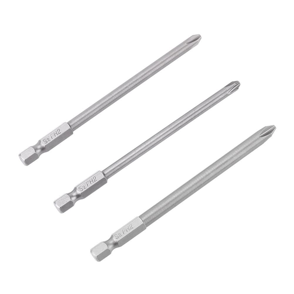 10pcs 14 Inch Hex Shank 100mm Long Magnetic BST Screwdriver Bits Set (Slotted+Cross Hex Head)