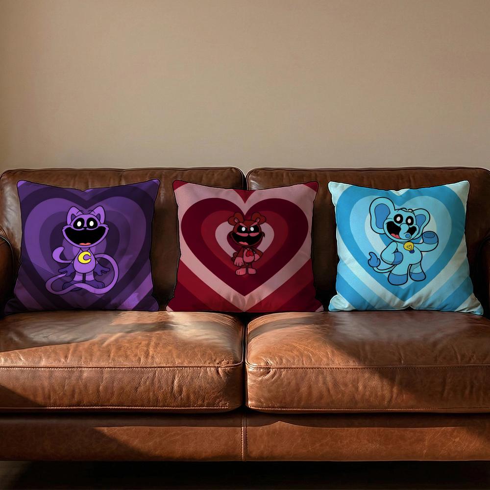 Smiling CCatnap Heart Cushion Cover Soft Reversible Durable Pillow Cover MultiScene Use for Home Car Daily Comfort