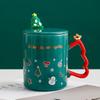 Christmas Gift Mug with Lid Spoon Ceramic Cup Male and Female Couple Coffee Cup Student Water Cup Home Breakfast Cup