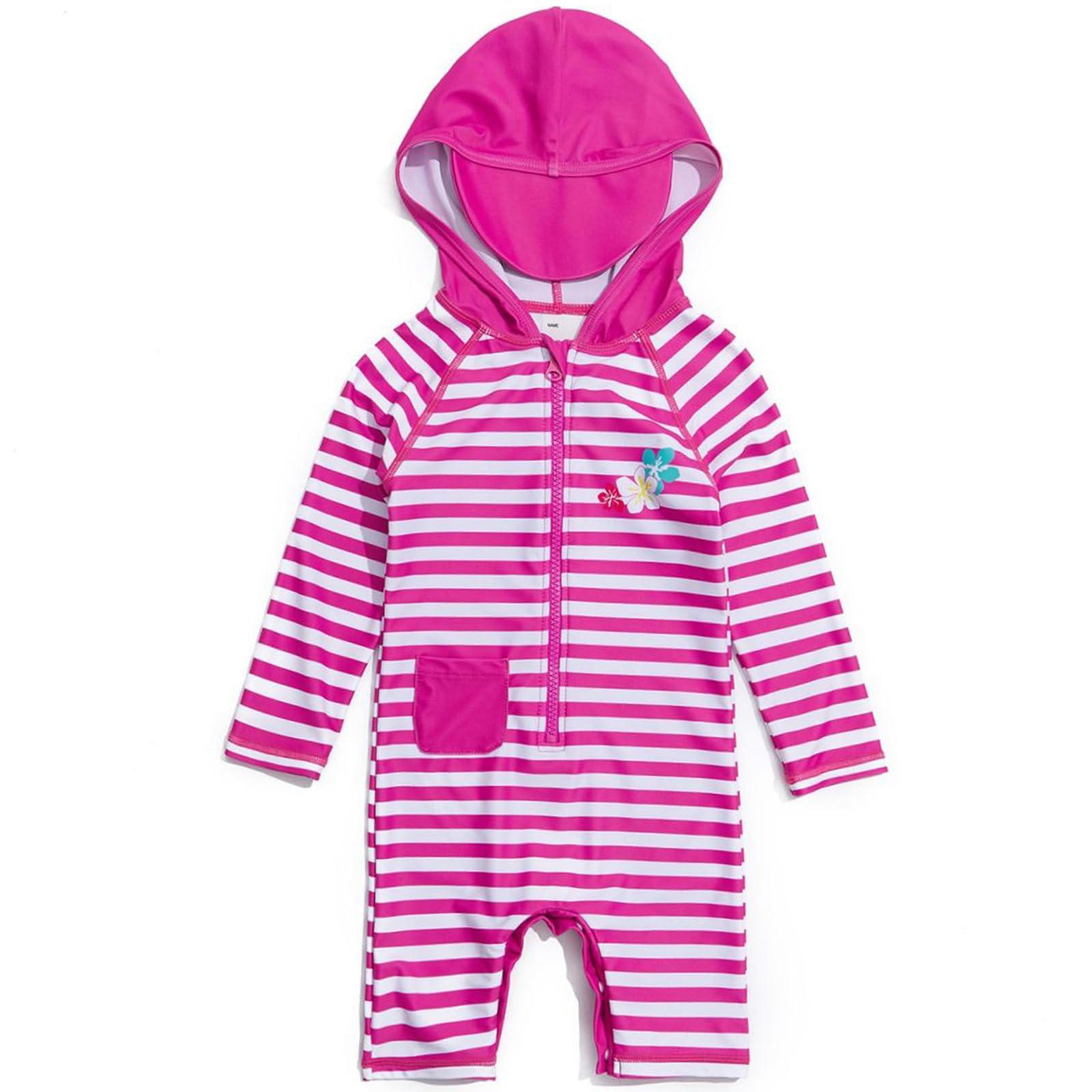 

Baby Swimsuit Rash Guard UV Protection Girls One Piece Hooded [Mazuliso] UPF50+ (Pink Stripe, 3-6 Months)