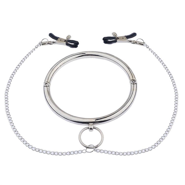 Stainless Steel Nipple Clamp Sm Neck Collar Breast Stimulation Milk Clips Flirting Teasing BDSM Adult Sex Accessories