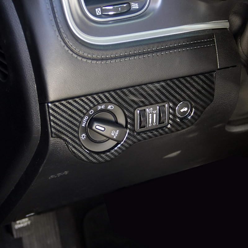 Carbon Fiber Headlight Switch Button Panel Sticker Trim for Dodge Charger 2011+/ Chrysler 300 2015-2021