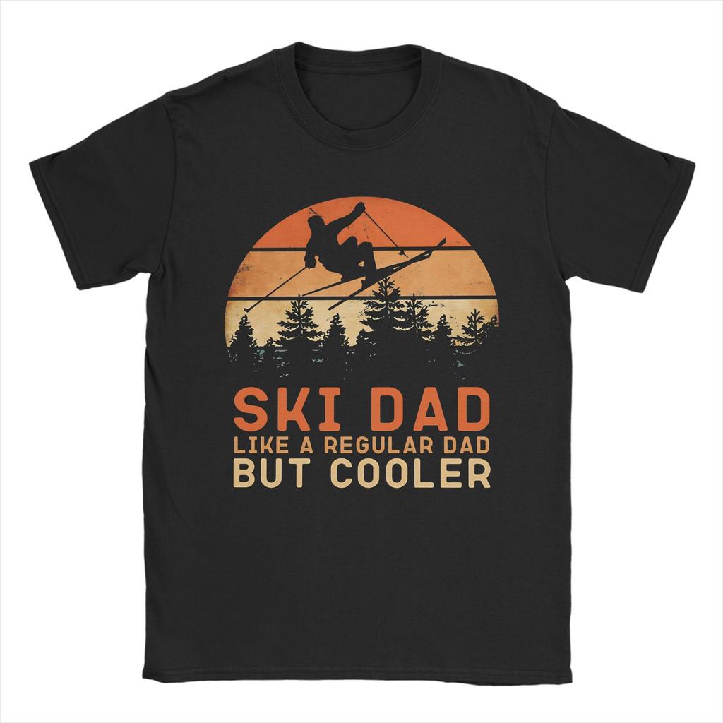 Ski Dad Funny Cute Winter Skiing TShirt Beach  100 Cotton T Shirts For Mens Fashion Design Shirt ShortSleeved Y2K Fun Top Tees