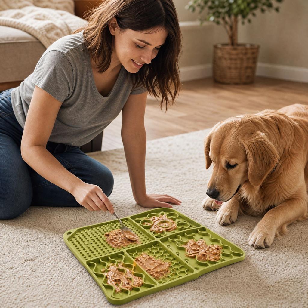 Slow Feeder Bowl for Dogs and Cats with Silicone Placemat and Lick, Non- Interactive Pet Feeding Set