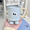 Mini Small Desktop Trash Can With Lid - Cute Countertop Waste Paper Basket For Bedroom Coffee Table & Office Desk - Blue Pink