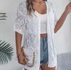Elegante Damen Strickjacke mit V-Ausschnitt, locker gestrickt, einfarbig kariert, Pullover, Oberteile für Frühling und Sommer