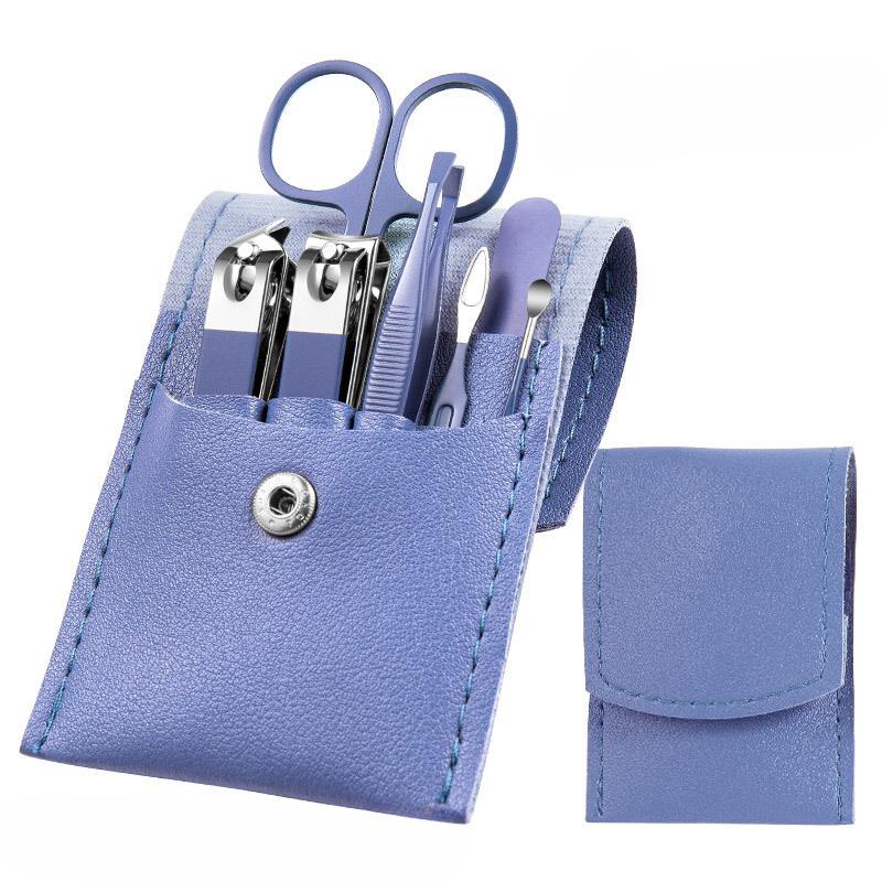 Niemiecka Jakość 6-częściowy Ciemnozielony Przenośny Zestaw do Pielęgnacji Paznokci z Obcinaczami, Nożyczkami i Narzędziami do Pedicure